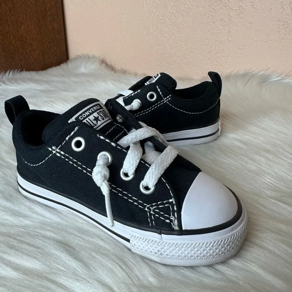 Converse Chuck Taylor Street (Little Kid) Sneaker, Black/White/Black Size 7